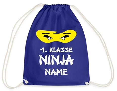 Spreadshirt Einschulung 1. Klasse Ninja Personalisierbar Mit Namen Turnbeutel, One size, Königsblau