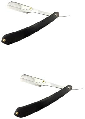 Beatifufu 2pièces Rasoir De Barbier Vintage Acier Inoxydable Avec Poignée Rasoir Manuel Pour Hommes Pour Rasage Barbe Cheveux Courts