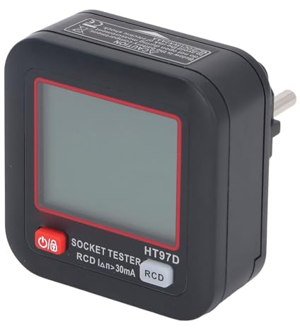 Garosa Steckdosentester LCD FI-Tester 30-260V | Steckdosentester mit LCD für FI-Prüfung Erkennt Verkabelungsfehler 30-260V Flammhemmend und sicher