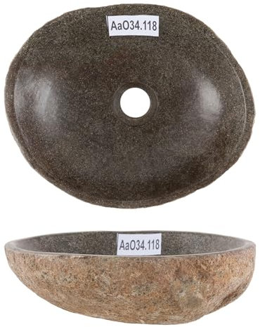 Naturstein Waschbecken 30 cm oval in grau von WOHNFREUDEN - Mit Unikatauswahl