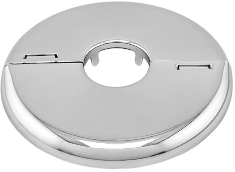 Retrofit Fire Sprinkler Escutcheon Cover Plate 1/2 IPS - Flat 2 Piece Stainless Round Split Flange for Easily Covering Gaps Between Fire Sprinkler Pipe and Ceiling or Wall - 1 PK