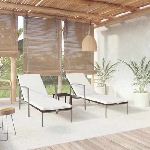 Xichuzi Sonnenliegen 2 STK. mit Tisch Poly Rattan Braun, Gartenliege, Liegestuhl, Sonnenstuhl, Sonneninsel Outdoor, Liegen, Gartenmöbel, Bäderliege, Relaxliege - 317642