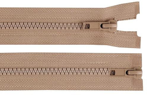 1 Reißverschluss 2-Wege 5mm 70 cm teilbar Autolock Doppelzipper Farbwahl, Farbe:cappuccino