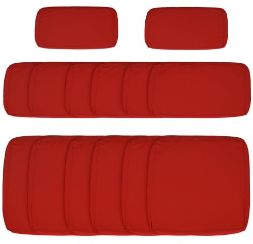 Outsunny Replacement Cushion Covers for Garden Sofa Set Outdoor Red | Garden Rattan Sofa Cushion, Polyester Cover Replacement, No Cushion Included