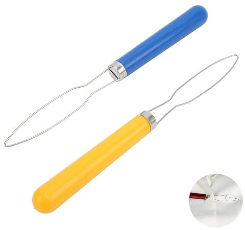2 Pcs Button Hooks, One Hand Button Hook Helper,Stainless Steel Wire Loop Pull Through Plastic Buttoning Tools, for Men Women Elderly Fastening (Random Colors)