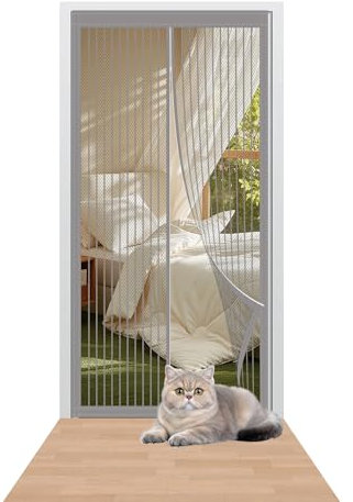 Zanzariere Magnetiche per Porte Finestre 74 x 217 cm Chiusura Automatica Tenda Magnetica Zanzariera Porta Viene Fornito con Kit di Montaggio per Porte da Balcone/Cantine/Terrazze, Grigio