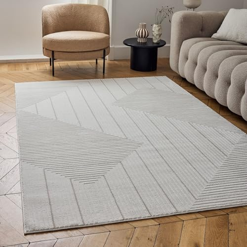 THE RUGS Carmel Modern Area Rug - Stain-Resistant, Non-Shedding, Durable Rugs for Living Room and Bedroom [ Geometric Beige, 200x290 cm ]