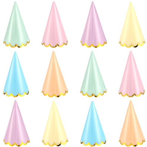 Classicseali 12 Stück Partyhut Erwachsene, Party Hüte, Partyhüte für Kuscheltiere, Partyhütchen mit Elastischen Partyhut für Babypartys,Braut,Hochzeitsparty,Dekorationen