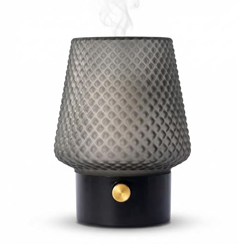 MULIN Aroma Diffuser 100 ml, Handgeblasenes Glas Duftöl Diffusor, leiser Ultraschall Aromatherapie Diffusor für ätherische Öle, 7-farbiges LED-Licht, BPA-frei, für Wohnung