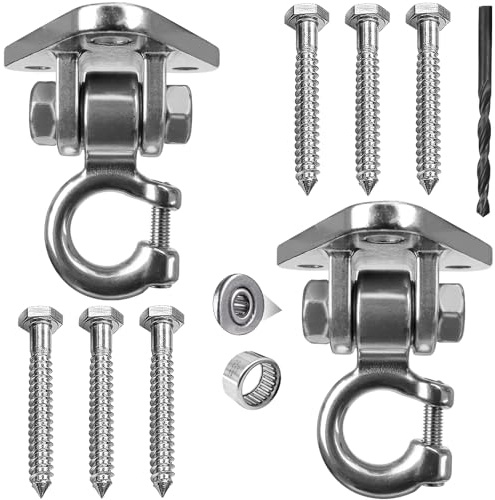 Yyiwhmy 2 x robuste Schaukelaufhänger aus Edelstahl – 180° geräuschlos schwenkbar, 453,6 kg Kapazität, für Hängemattenstuhl, Veranda-Schaukel, Boxsack, Yoga-Schaukel, rostfreier 304-Stahl, einfache