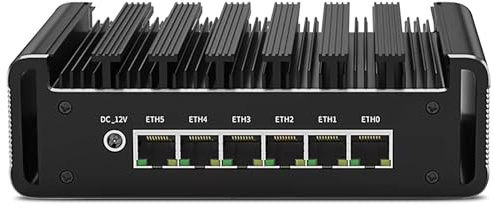 HAICOTECH N100 Firewall Mini PC, 6x2.5GbE i226-V LAN Fanless Computer, 16G RAM 1TB SSD Micro Router Appliance, AES-NI, 4 USB, RJ45 COM, Dual 4K HDMI l DP Outputs for Firewall/Home Theater