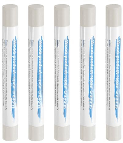 QUARKZMAN 5pcs Reparador Arañazos Madera, Cera Lápices de Reparación de Muebles Marcadores Rellenar Reparar Barra para Laminado Madera PVC Azulejos Pared Hogar, Blanco Titanio B