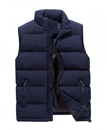 Generico Giacca Invernale Uomo Senza Maniche Cerniera, Smanicato Uomo Invernale con Tasche Senza Cappuccio Tinte Unite a Listino, Gilet Trekking - Abbigliamento Termico Sportiva