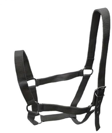 blloocod Horse Halter with Chin and Throat Snap, Adjustable Wear-Resistant Rope for Pasture, Grassland, Practice, and Competition- Black
