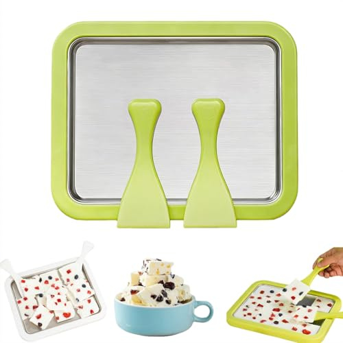Rolled Ice Cream Maker Kit, At-Home Rolled Ice Cream Maker Kit Instant Freeze Plate with 2 Scrapers, DIY Rolleds IceCream Tray, Soft Serve Slushies Gelato Pan and Roll, Fun Family Activity