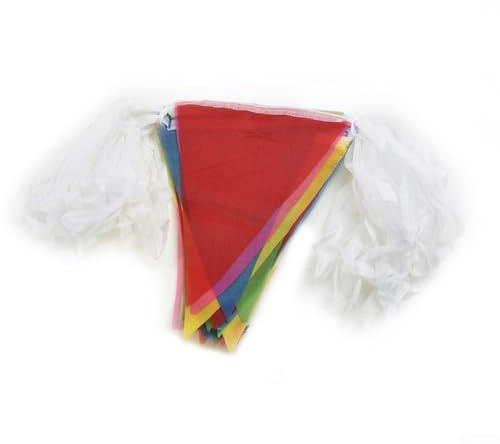 Wimpelkette mit buntem Dreieck, 50 m lang, für Party, Festival, Urlaub, Dekorationen, Innen- und Außenbereich, 5-farbige Polyester-Seiden-Wimpelkette