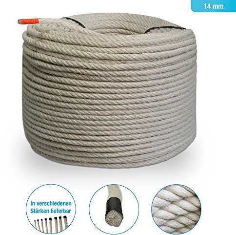 Hanfseil 14 mm x 10 m – Naturfaserseil aus 100% Hanf, robust & reißfest, handgefertigt in Deutschland, ideal für DIY, Garten, Dekoration & Handwerk