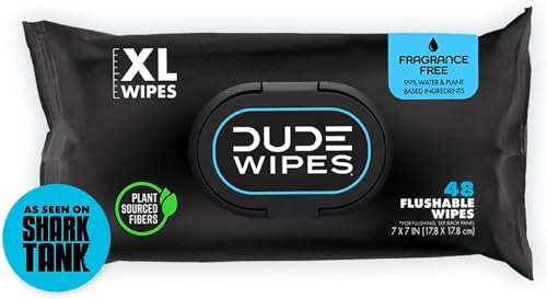 Dude Wipes Flushable Wipes, Unscented & Naturally Soothing, Dispenser Pack (48 ct)