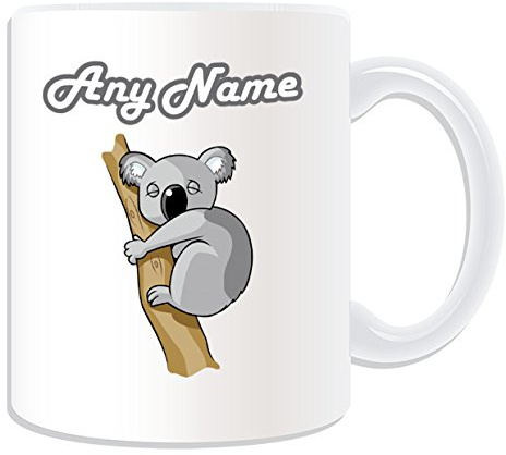 Personalizado regalo – dormir Koala en árbol Taza (diseño animal tema, blanco) – cualquier nombre/mensaje en su única taza