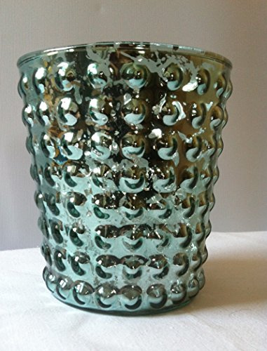 Windlicht Glaswindlicht Teelichthalter Kerzenhalter grün in Bauersilberoptik