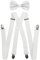 axy® Herren Hosenträger mit Fliege - 4 Starken Clips X-Form (Weiss (Hosenträger Breit 2,5cm))