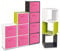 Holz-Bücherregal mit farbigen Aufbewahrungsboxen, Dark Pink Box, Antique Cube