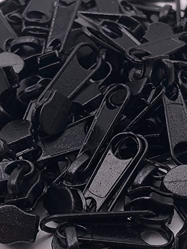 Slantastoffe 20 Zipper Schieber für 3mm Reißverschluss endlos (Schwarz)