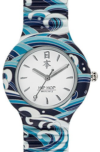 HIP HOP, Collezione I Love Japan, Orologio Donna Blue, Cinturino in Silicone Intercambiabile, Pratica Chiusura, Cassa 32mm, Movimento al Quarzo, Resistente all'Acqua, Lunghezza Regolabile, Multicolor