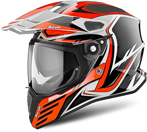 AIROH CMCA32 Motorradhelm Commander aus Carbon, Orange Gloss, Größe L