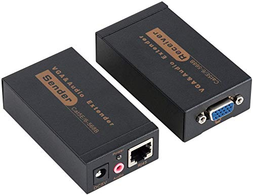 JEANS DREAM 2 pcs 100m VGA Extender VGA à RJ45, Amplificateur Splitter Video Récepteur Transmetteur Câble Ethernet avec Support Audio Mittente Récepteur DVR HD 3D