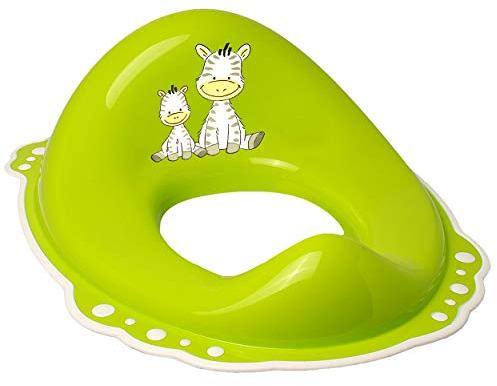 ANTI RUTSCH - Toilettensitz/Toilettenaufsatz/Sitzverkleinerer - grün - apfelgrün Tiere - Zebra Bieco - Standardgröße mit Lehne & Pullerschutz - rutsch..