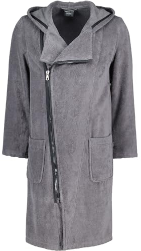 Cawö Home Bademäntel Herren Kapuze New Zipper 6516 anthrazit-schwarz - 774 L
