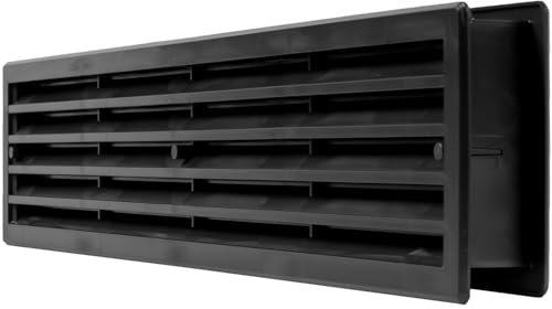 Repa Market 18'' x 4'' Inch / 450 x 92 mm Door Air Vent Grille - Two Sided Black Ventilation Cover - Home and Office Plastic Register for Bathroom, Living Room, Kitchen, Garage