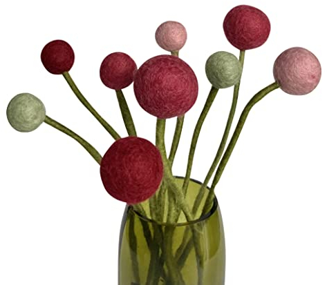 Én Gry & Sif 9 Filzblumen Blumen aus Filz - Strauß - Blumenstrauß - Geschenk - handgemacht (weinrot)