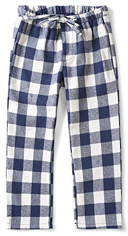 Aeslech Jungen Plaid Flanell Weihnachten Pyjama Hose Kinder Tartan Pyjama Nachtwäsche Lounge Pants, weiß / blau, 13 - 14 Jahre