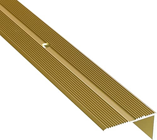 DQ-PP Profilé d'angle - 40 mm x 20 mm percé avec vis - Or - 200 cm - Aluminium - 2 m - Barre d'angle - Profilé de finition - Profilé d'escalier