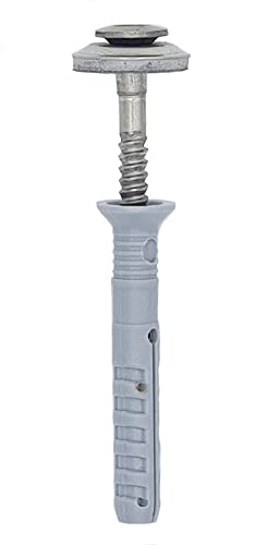 SchraubenGigant Nageldübel Spenglerdübel Schlagdübel Kappleistendübel Nylon Schraube Edelstahl A2 mit 15mm Dichtscheibe - 6x50-100 Stück