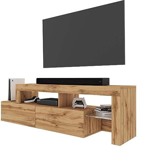 Selsey 5903025850214 Mueble de TV, Madera ingeniosa Cristal, Roble wotan, 172