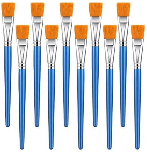 10 Pcs Flat Paint Brushes for Acrylic Painting, 1 Inch Art Paint Brushes Artist Painting Brush for Acrylic Watercolor Oil Detail Painting