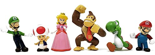 6 Stück Mini Figuren Set,Master Maario Cake Topper,Master Maario Toppers Party Kuchen Dekoration Supplies,Kindergeburtstag Deko,Tortendeko Junge,Geburtstags Party liefert