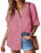 Hotouch Chemise à Manches Longues pour Femme en Coton Élégante Chemise d'automne Décontractée Rose XXL