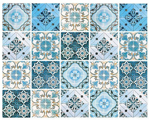 20 adesivi per piastrelle Jagowa in stile marocchino, in vinile, impermeabili, per cucina, bagno, decorazione (15 x 15 cm)