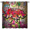 YUANZU Graffiti Vorhänge Bunt Hip-Hop Doodle Hippie Ösen Gardinen mit Blickdichte Thermo Vorhang Kälteschutz Blackout Curtain Kinderzimmer Schlafzimmer Verdunkelung Fenster, 2 Stück, H 160 x B 132 cm