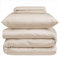Nordic Paradise - Housse de Couette de Luxe en Satin de Coton 140x200 cm + Drap Housse 90x200 cm + 2 Taies d'oreiller 50x70 cm - Set avec Fermeture Éclair Fine - Couleur Dune