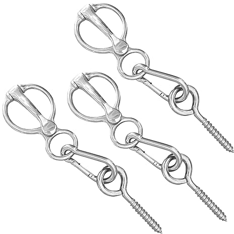 3Pcs Pferd Krawatte Ring, Edelstahl Pferd Tack und Zubehör, Schnellverschluss Sicherheit Pferd Zubehör, Pferd Training Ausrüstung mit Augenschraube Tie Ring Snaps Sattel für Pferd