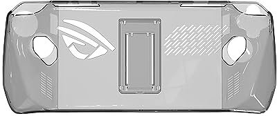 For ROG Ally Transparent Case Shockproof Game Console Cover With Bracket Sweatproof Protective Cover for Asus ROG Ally Gaming Accessories (Transparent Black)