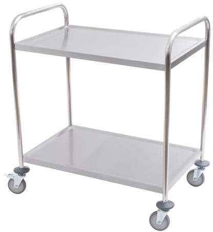 Servierwagen Edelstahl mit Rollen - 2 Böden - Tragfähigkeit 100 kg - 86 x 53 x 95 cm - Transportwagen, Küchenwagen, Abräumwagen