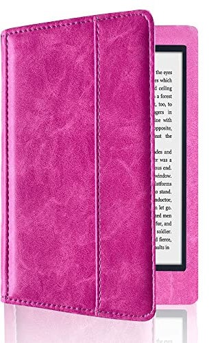 INSOLKIDON Compatible avec Coque Kobo Glo HD N437 eReader Tablet Étui de Protection Pliable Housse Cuir Case Cover avec Fonction Sommeil/Réveil Automatique (Rose Rouge)