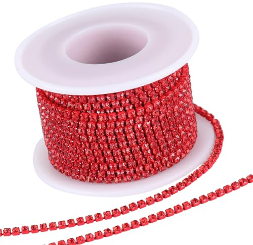 GORGECRAFT 10 Yds 2.5mm Strasskette Mit Funkelnden Kristall-Strasssteinen Mit Geschlossener Kralle Kettenbesatz Für DIY Nähen Basteln Schmuck Perlenherstellung Zubehör Hochzeitsdekoration Light Siam