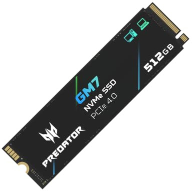 Acer Predator GM7 512GB SSD, M.2 2280 PCIe Gen 4 x4 NVMe 2.0, Read Speed Up to 7200 MB/s, Internal PC Solid State Drive for Laptop, Desktop and PS5 - BL.9BWWR.117